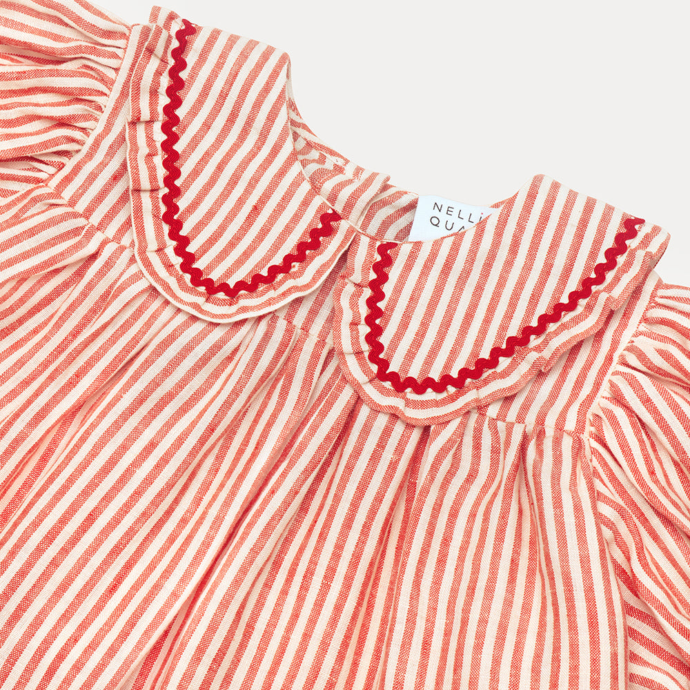 marbles dress | strawberry + oat stripe linen