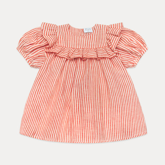 birdie dress | strawberry + oat stripe linen