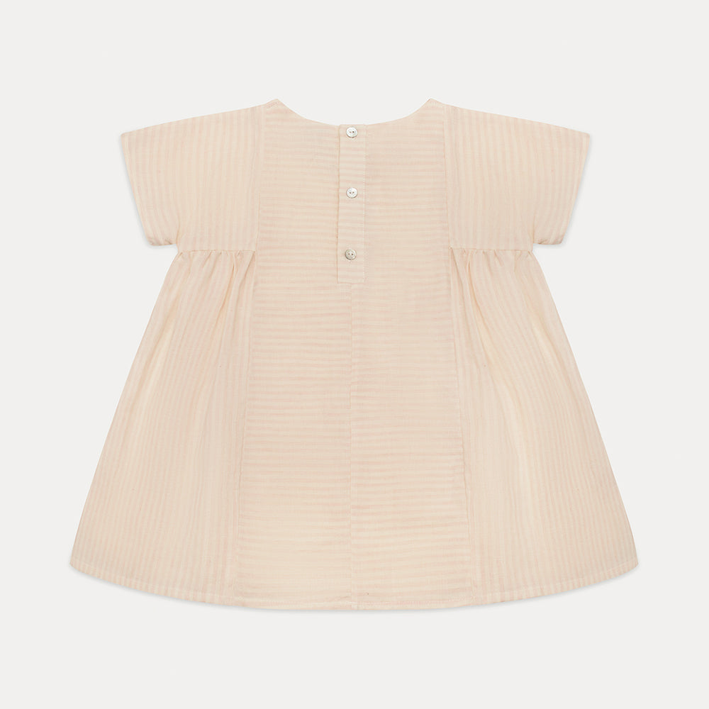 ring o' roses dress | blush + oat stripe linen