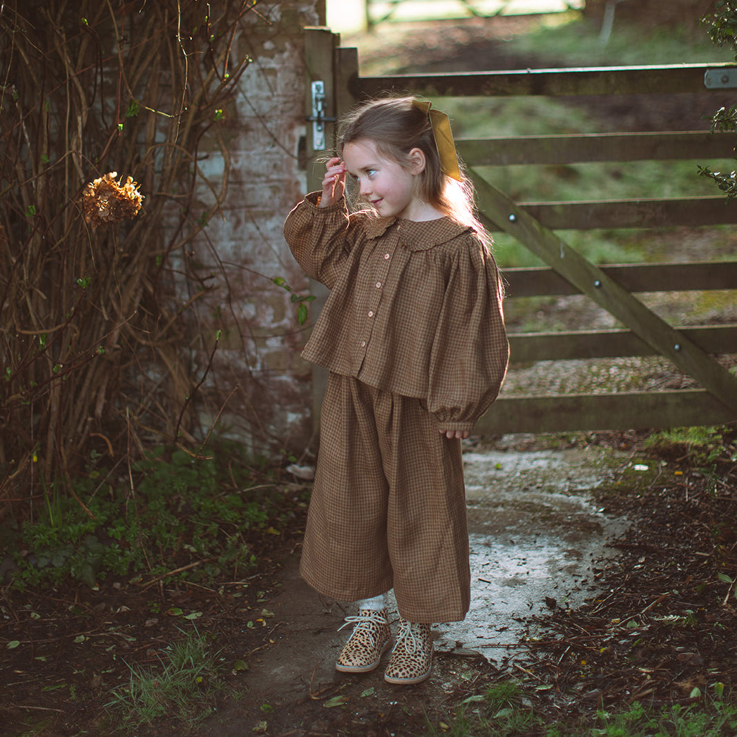 duck duck goose blouse | nut brown mini check