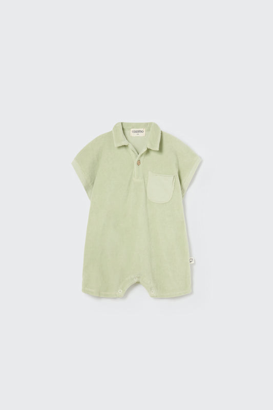 toweling baby jumpsuit | tender green