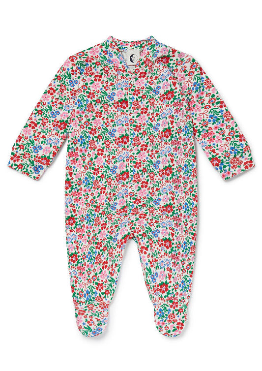 christmas baby sleepsuit | festive floral