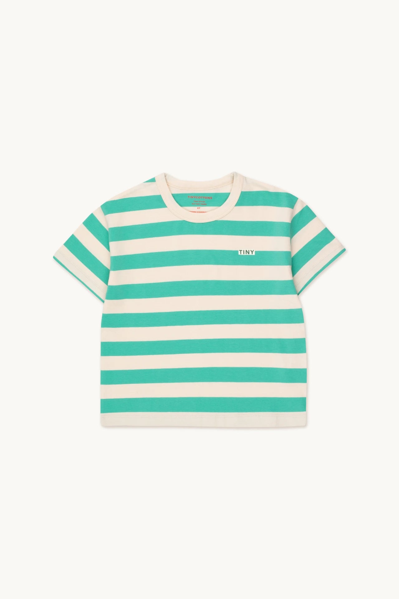 stripes tee | light cream + emerald