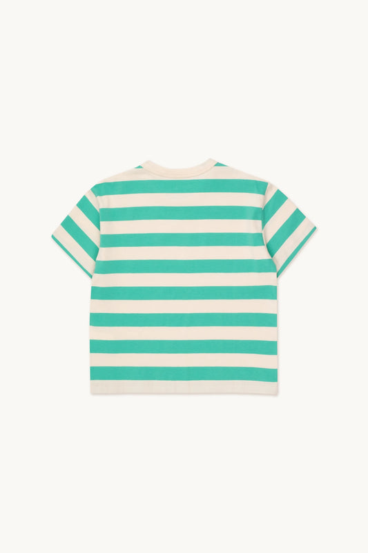 stripes tee | light cream + emerald