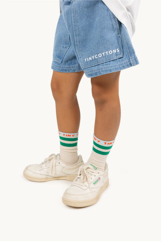 tiny medium height socks | light cream/emerald
