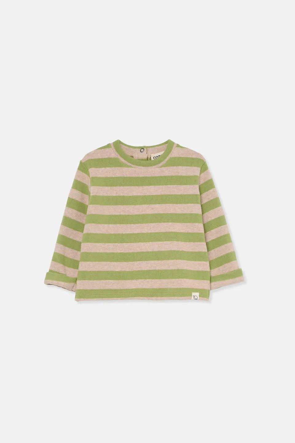 wide stripes baby sweater | green beige