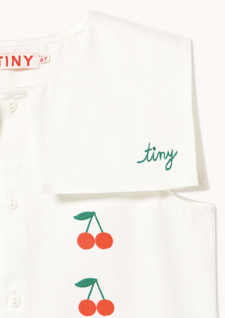 mini cherries twill dress | off white