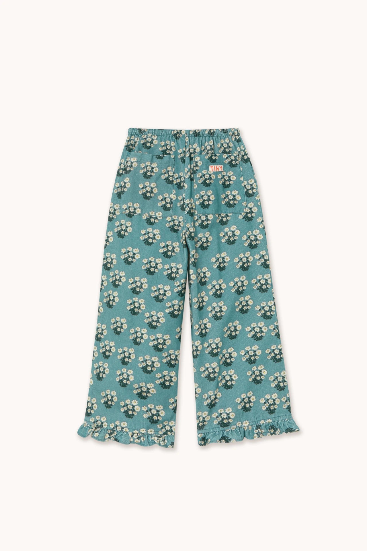 white bouquet frilled pant