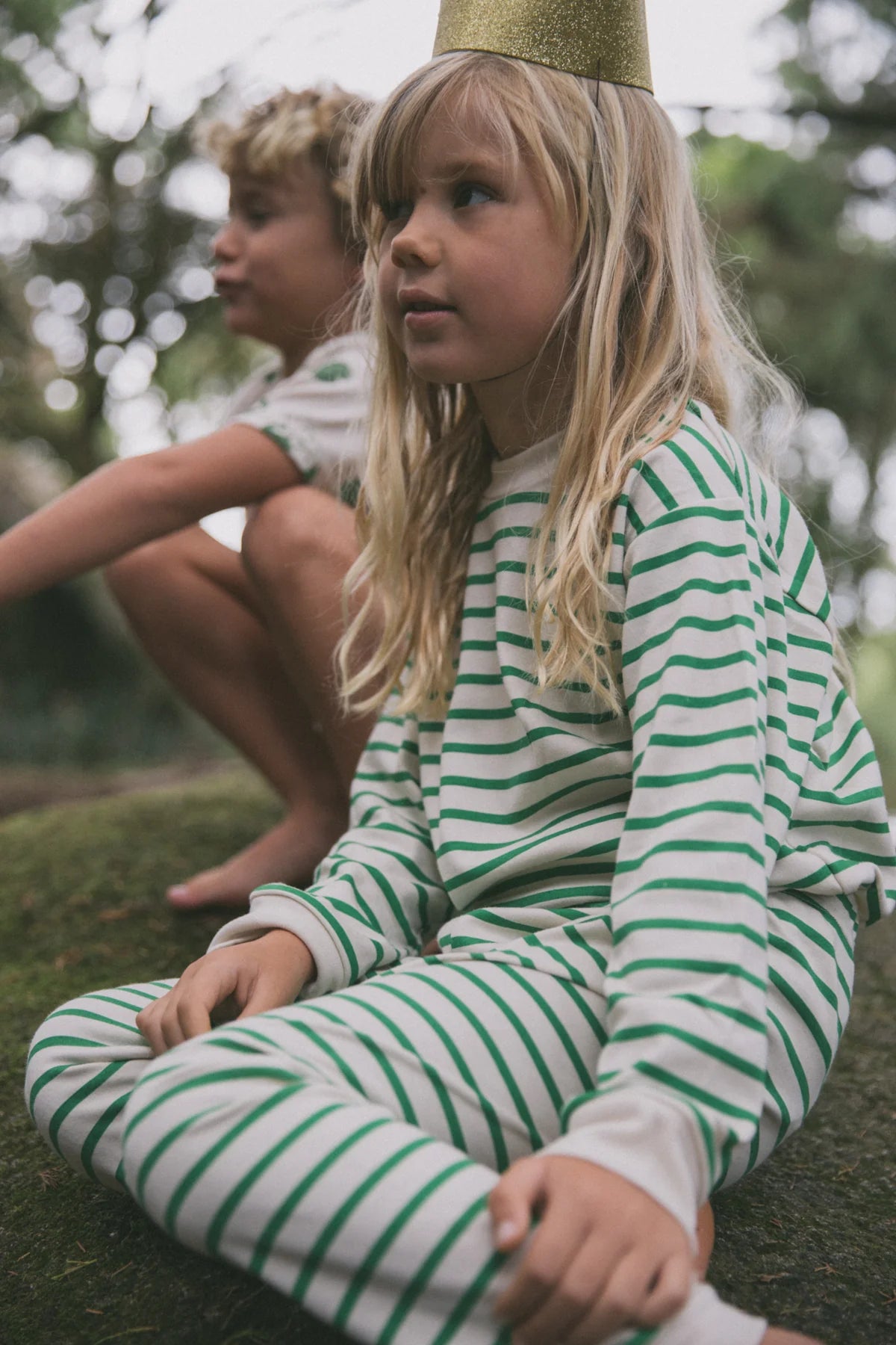 kids classic pj set | green breton