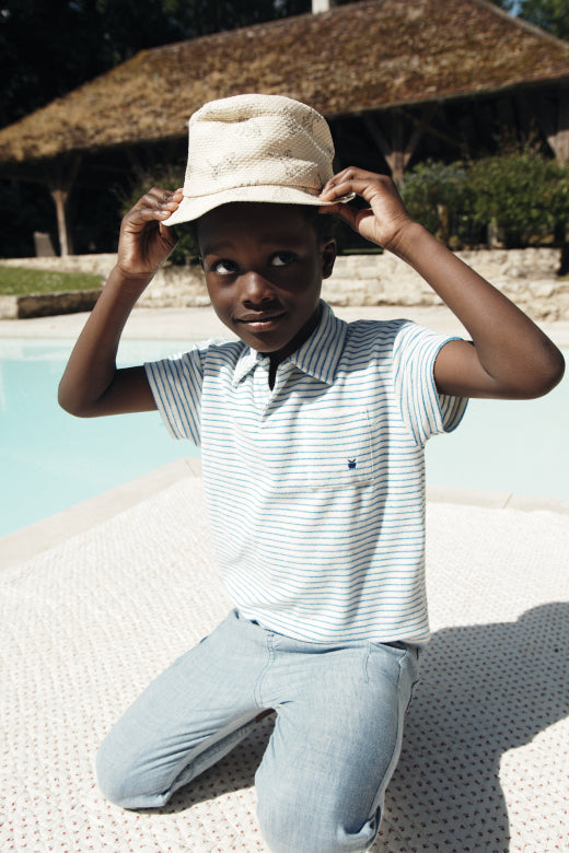 striped terry polo | rayure azure