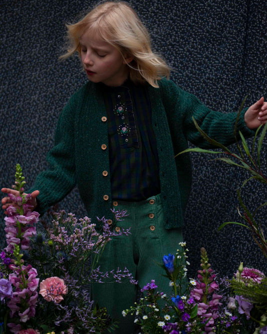 recycled wool green cardigan