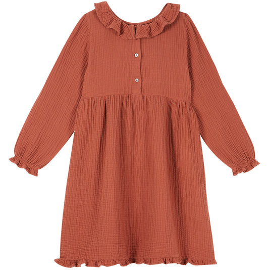 red double cotton gauze dress