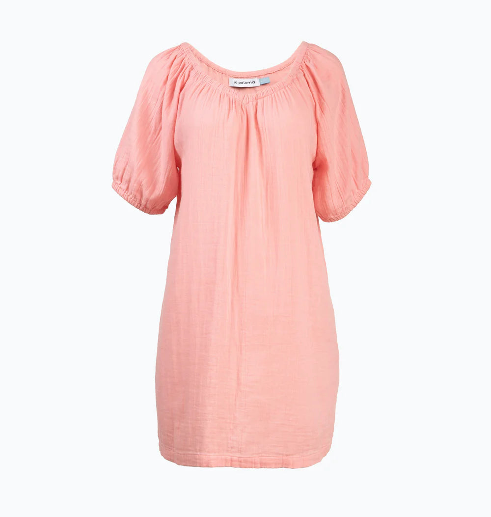 women's cotton gauze house dress | bubblegum ruboland women's cotton gauze house dress | bubblegum ruboland