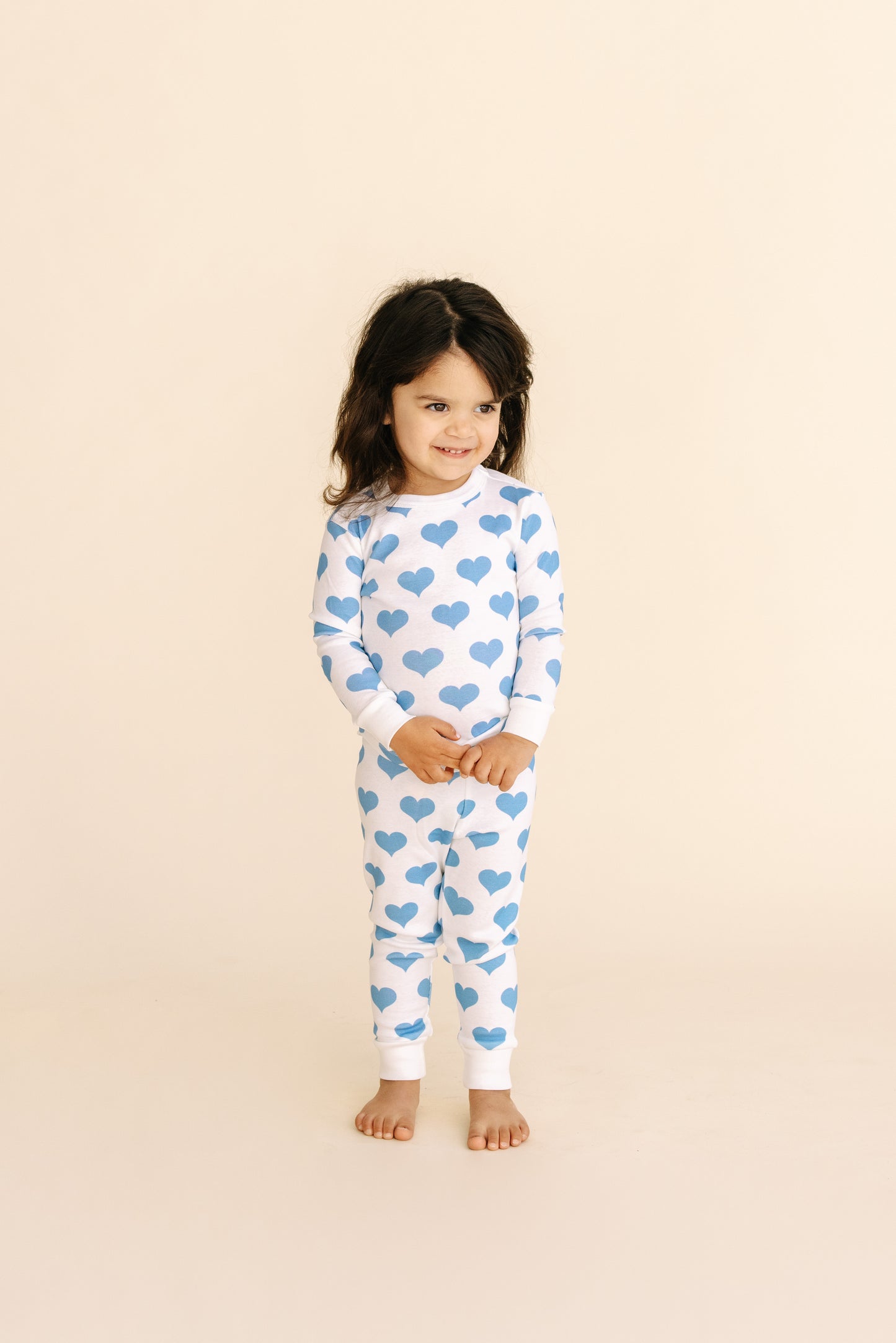 long pajama set | blue hearts