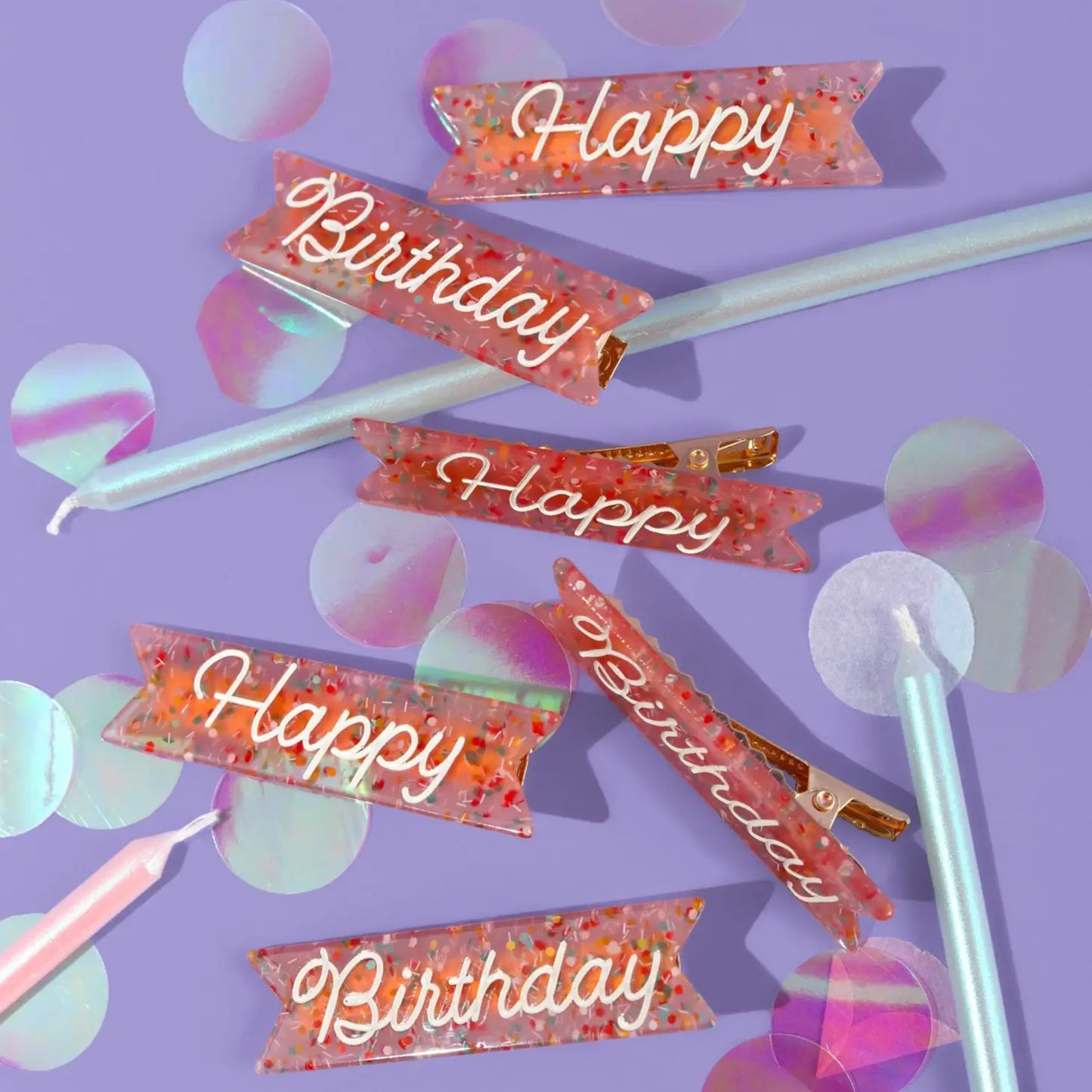 happy birthday hair clip set