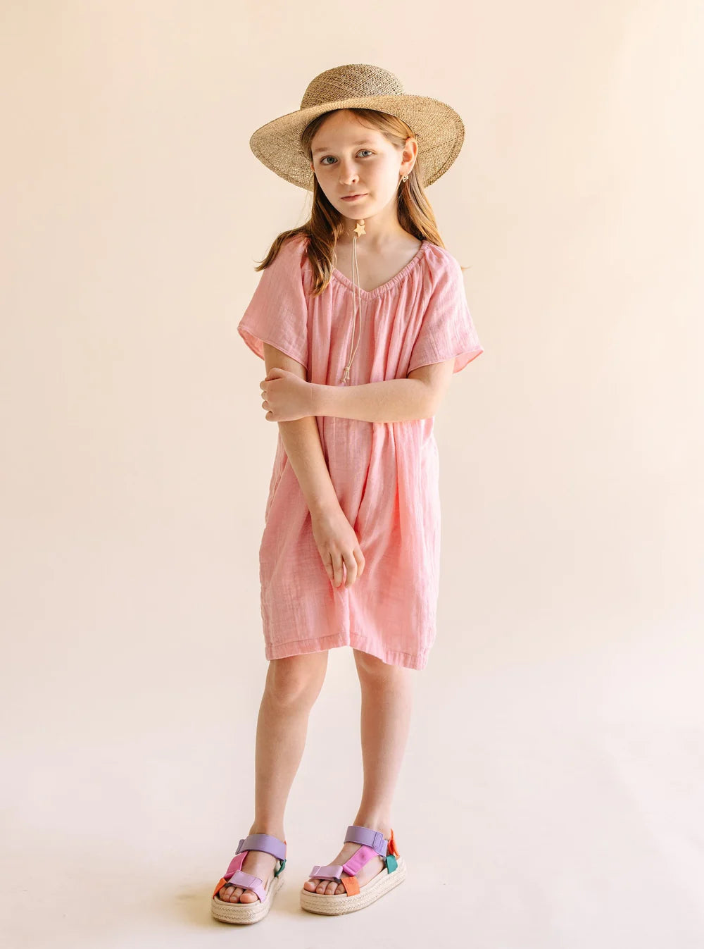 girls mae cotton gauze house dress | bubblegum