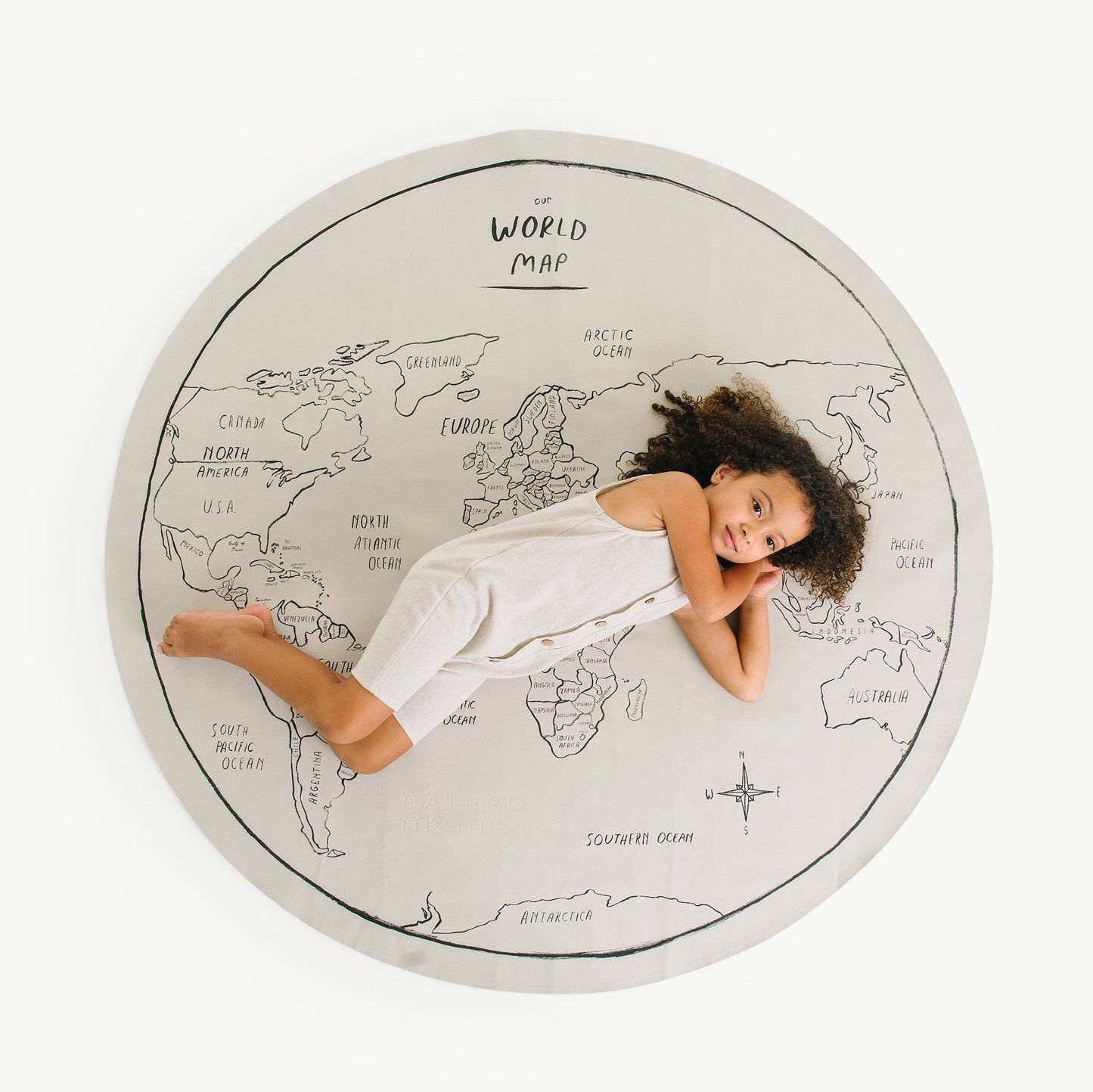 midi circle mat | world map