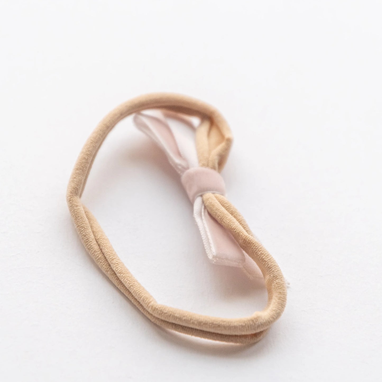 velvet bow headband | baby pink