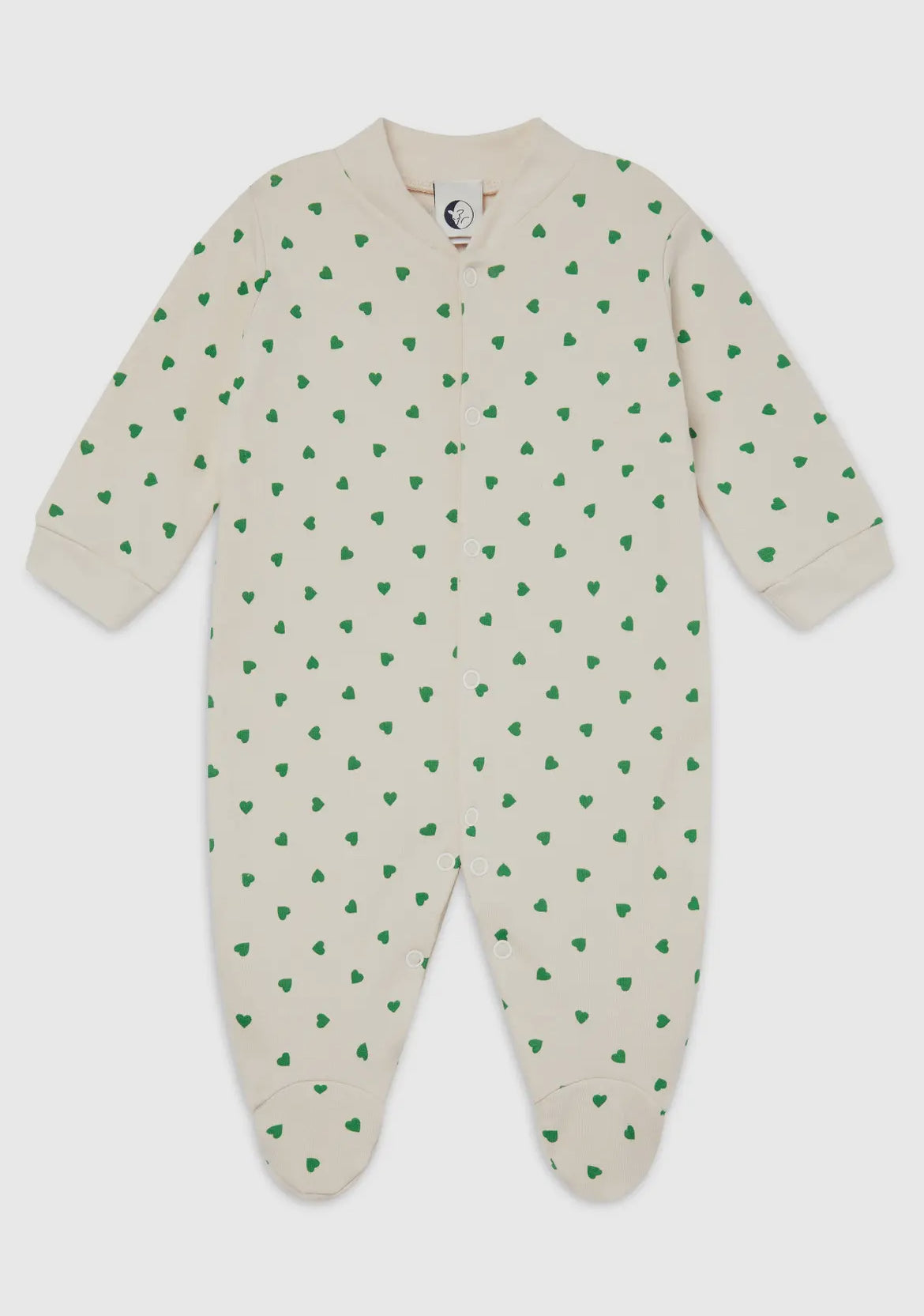 baby sleep suit | green hearts