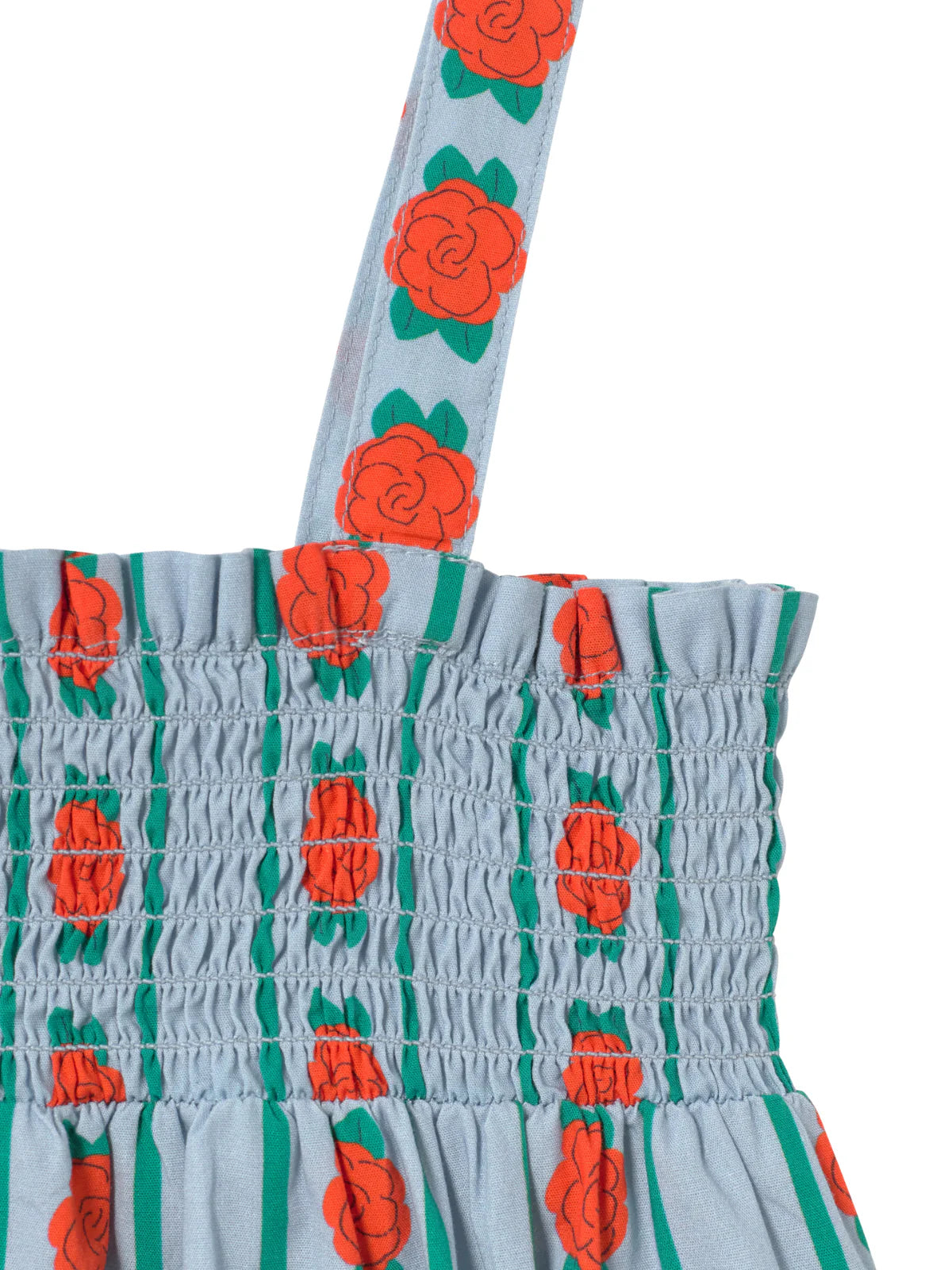 rose pattern smocked romper