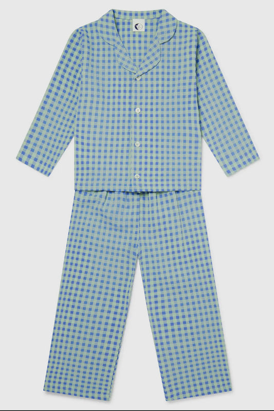 kids set | green blue gingham