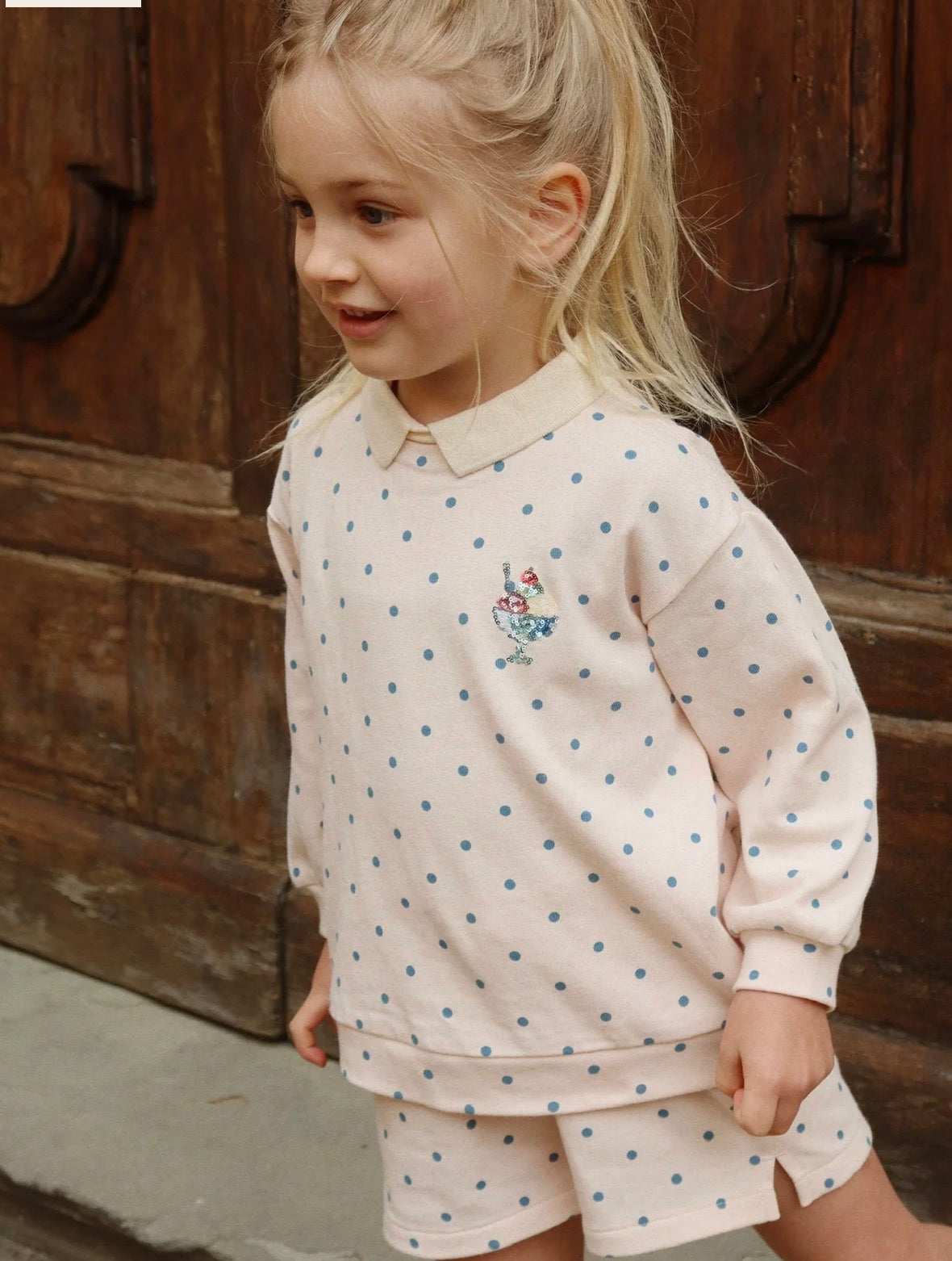 spotty sweat shorts | rose water dot