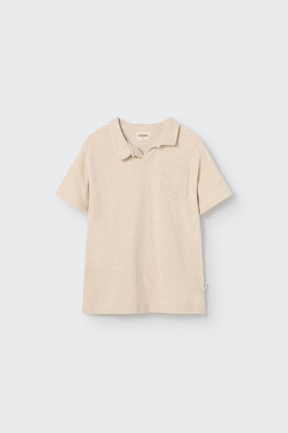 organic soft toweling polo | ivory melange