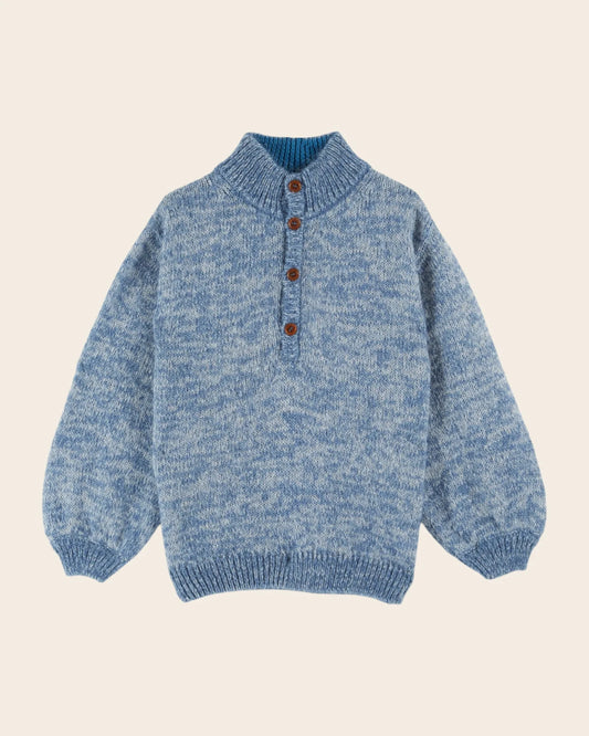 heather blue trucker sweater