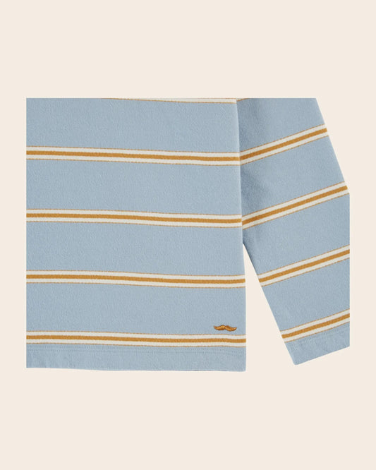 blue organic cotton striped fleece polo shirt