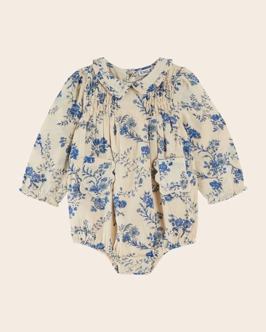 blue orchid smocked romper
