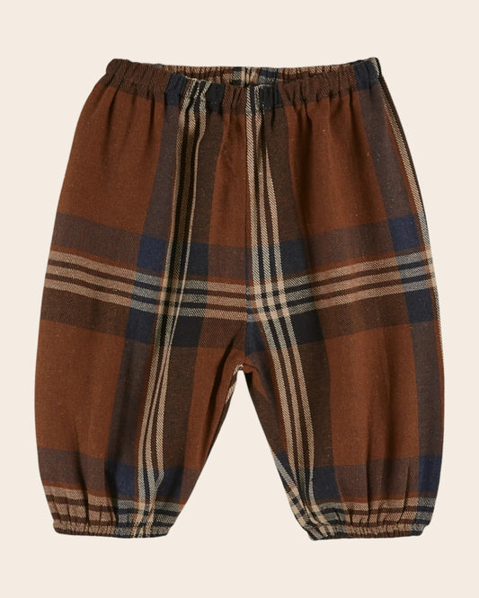 brown checked pants