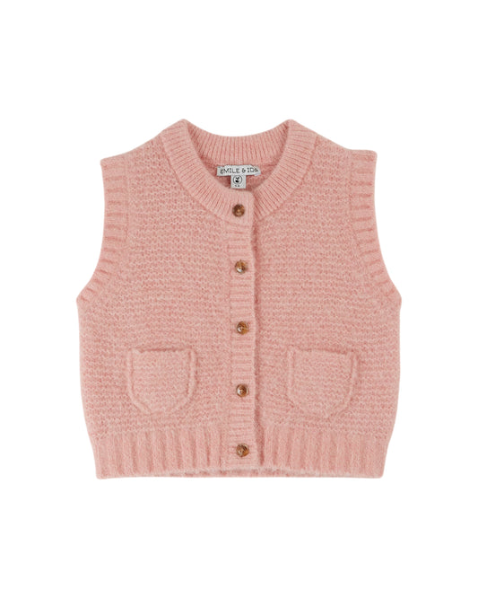 ultra-soft ecru sleeveless cardigan | rose