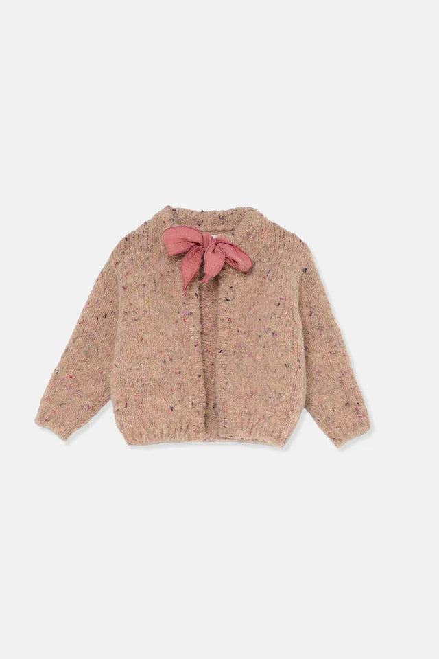 flecked tricot cardigan | pink