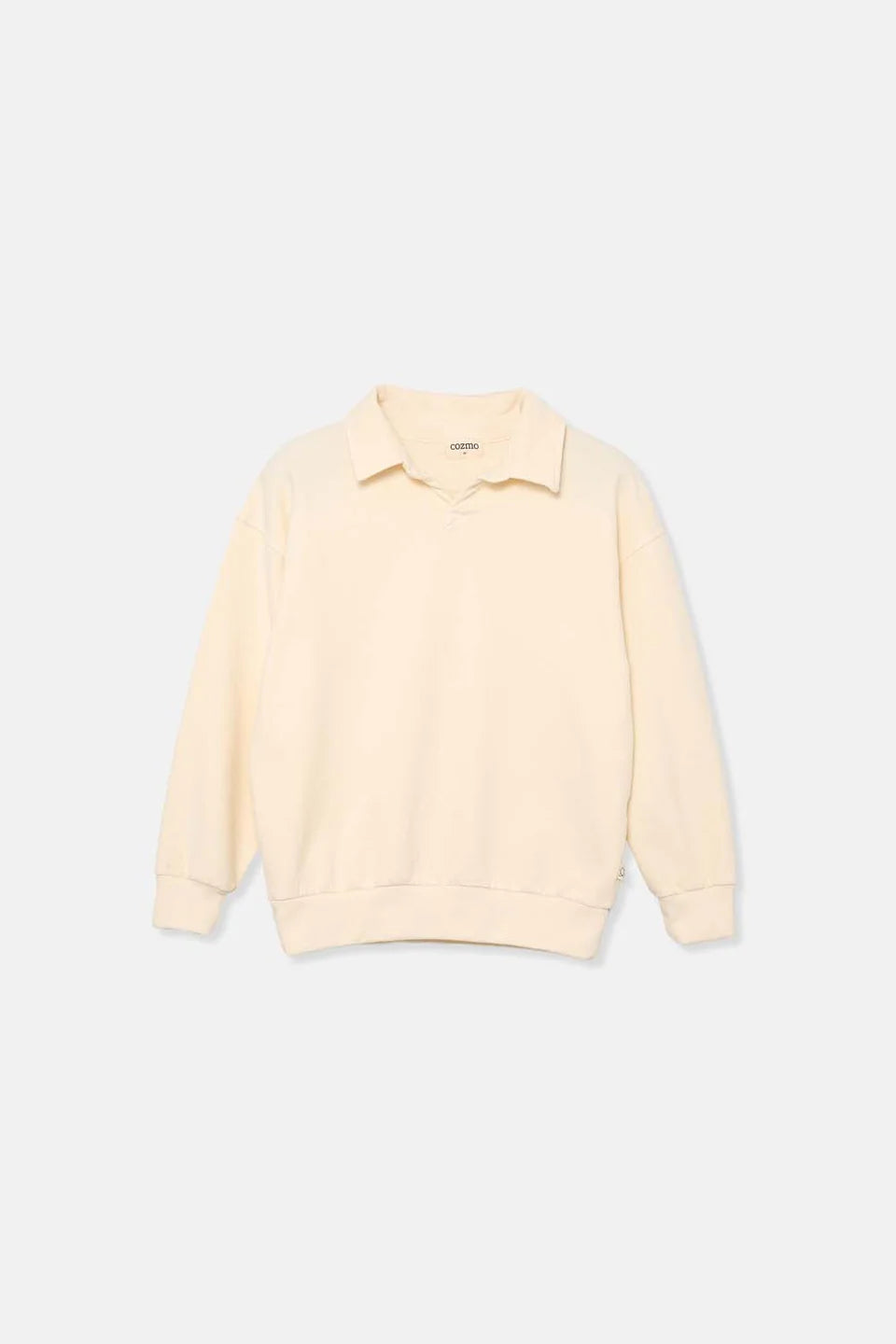 soft fleece polo sweatshirt | ivory