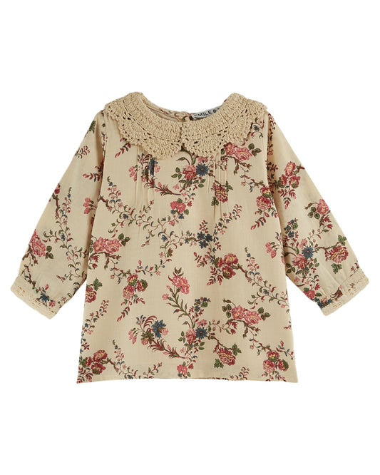 orchid embroidered collar dress