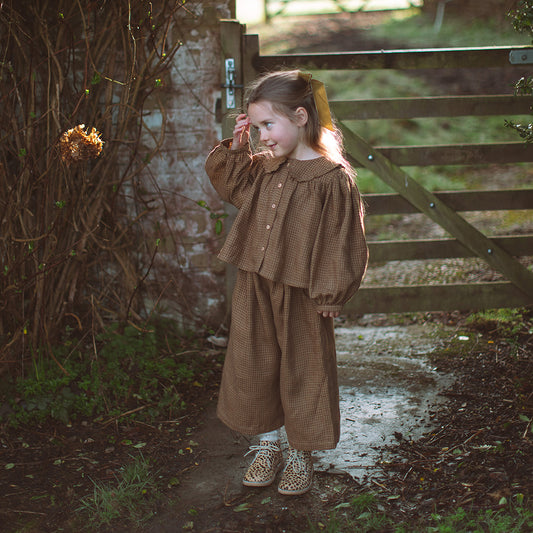 duck duck goose blouse | nut brown mini check