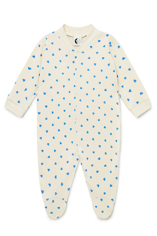 baby sleepsuit | blue hearts