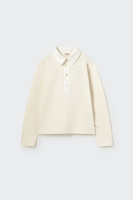 soft brushed fleece collar sweatshirt | white