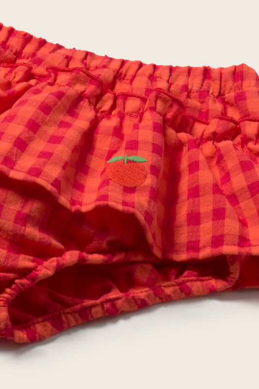 coral gingham short | tomato