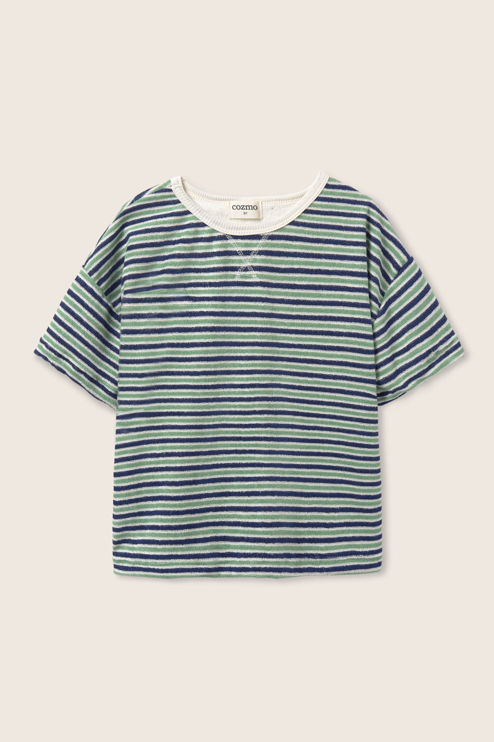 eneak terry cloth tee | blue-green stripe