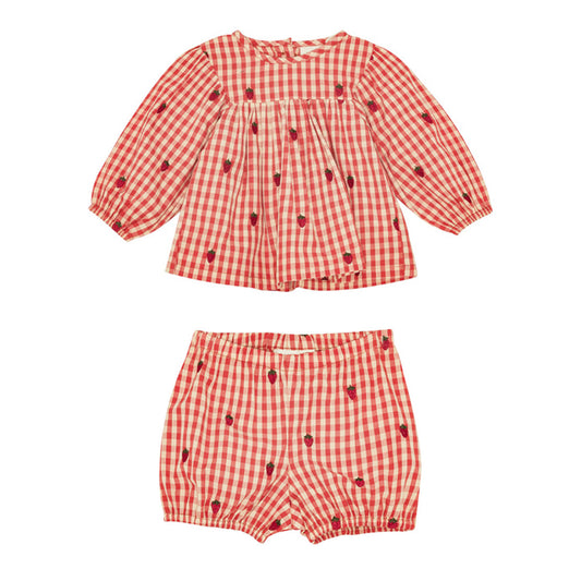 molly baby set | berry gingham