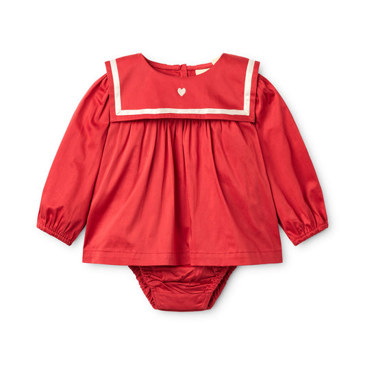bay romper | poppy red
