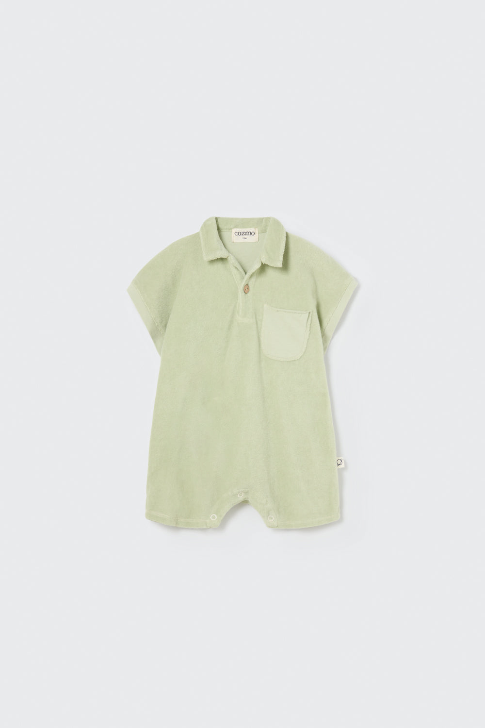 toweling baby jumpsuit | tender green