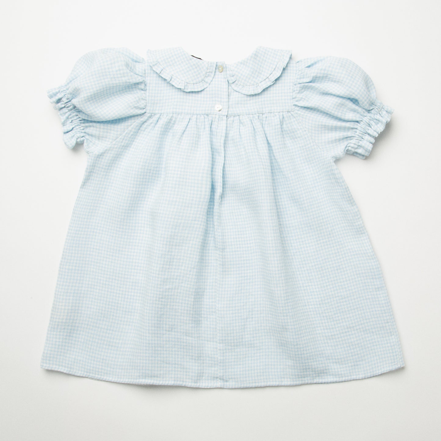 marbles dress | baby blue + milk mini check