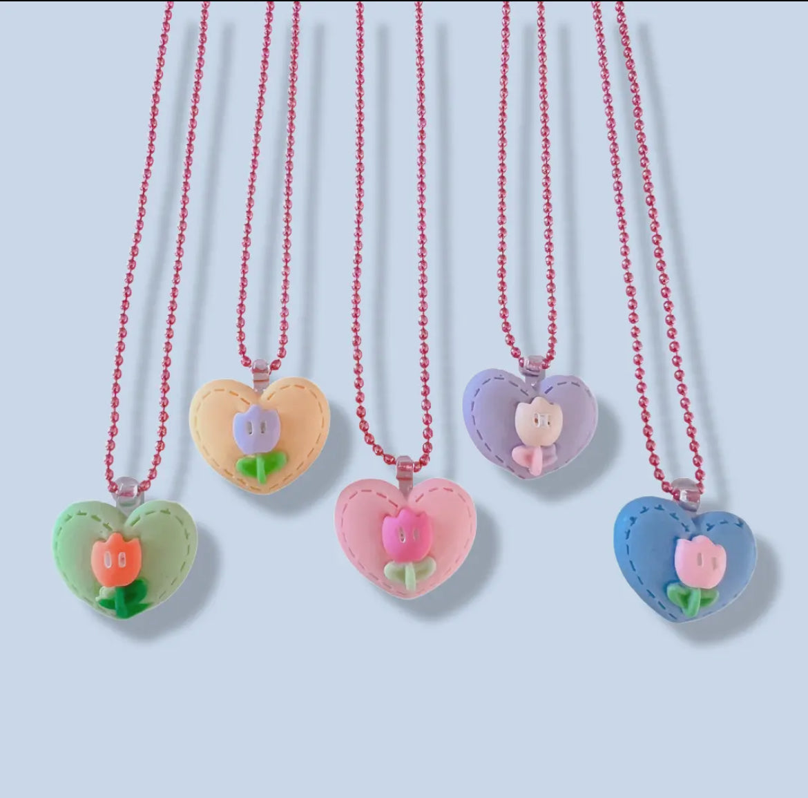 tulip heart kids necklace