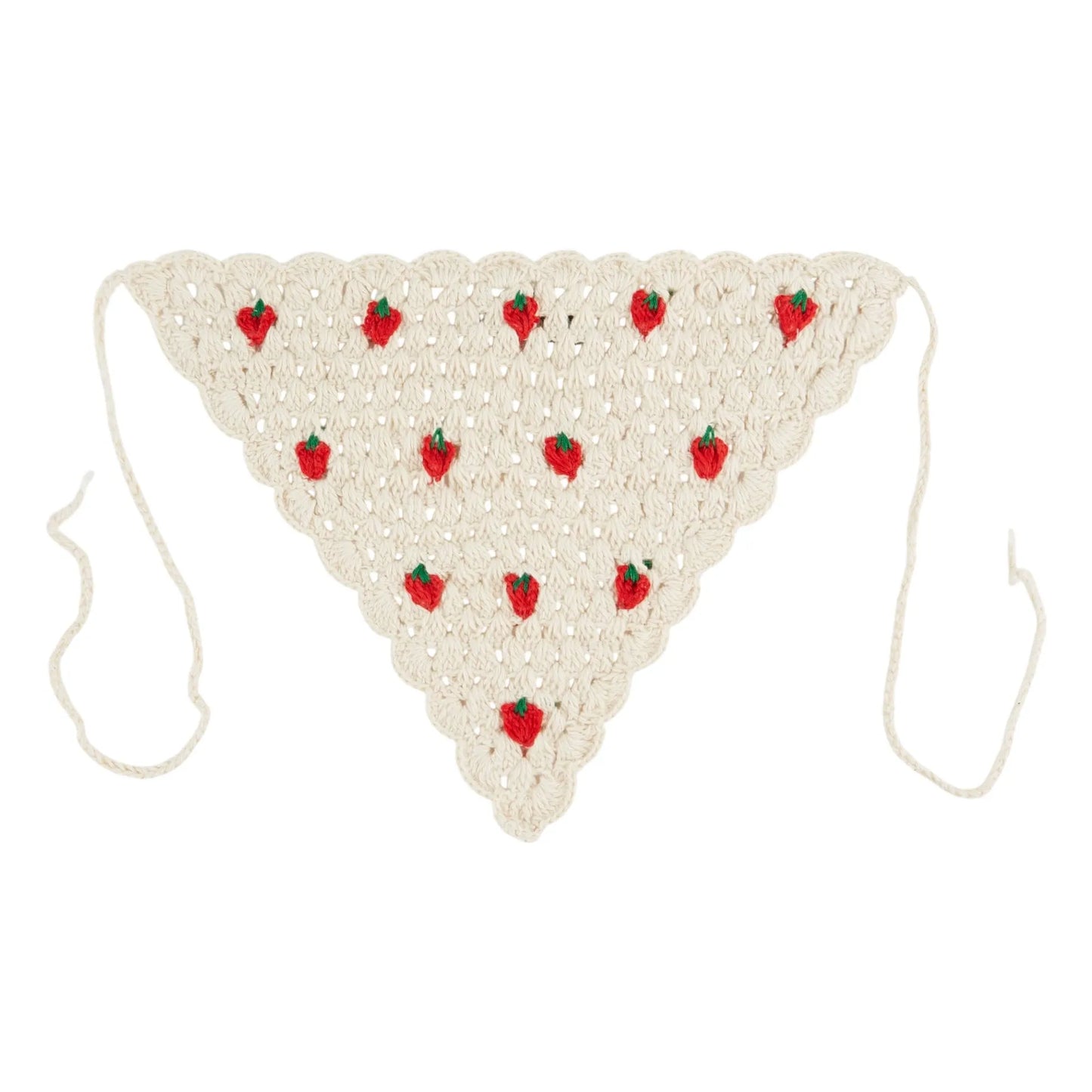 strawberry crochet headscarf | creme