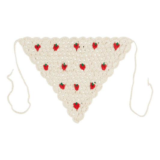 strawberry crochet headscarf | creme