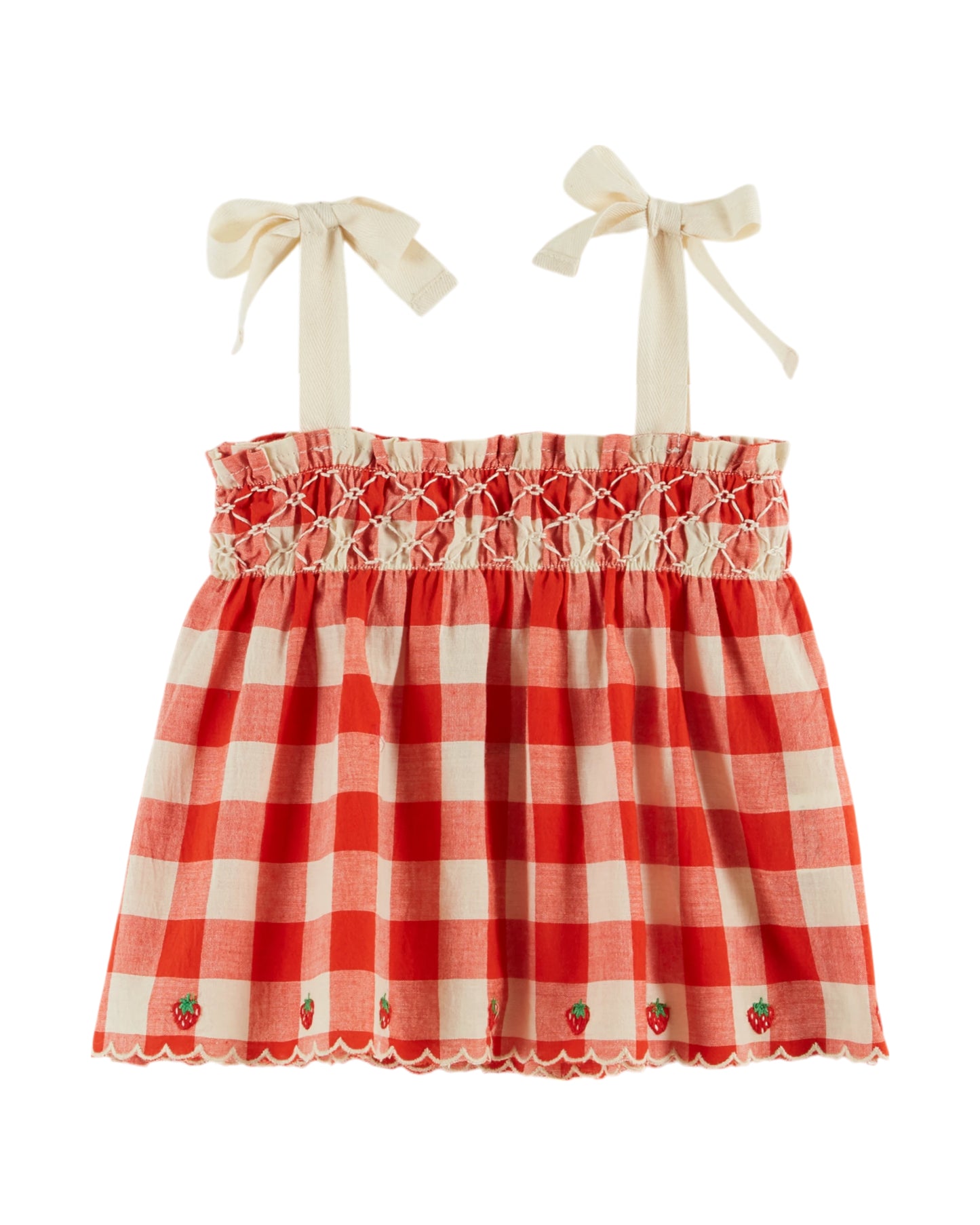 embroidered strap top | strawberry