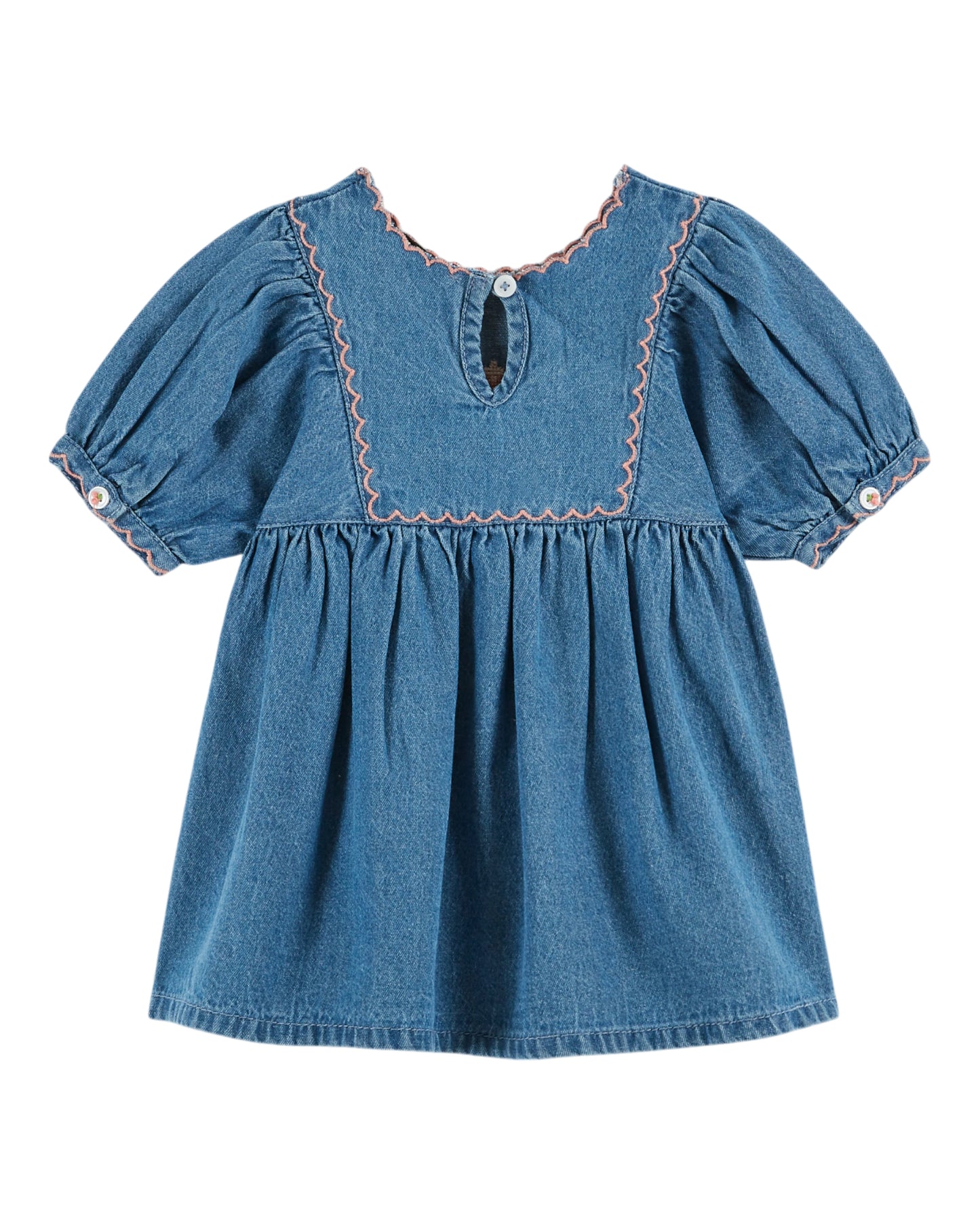 embroidered baby dress  | denim light