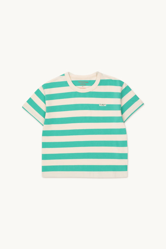 stripes tee | light cream + emerald